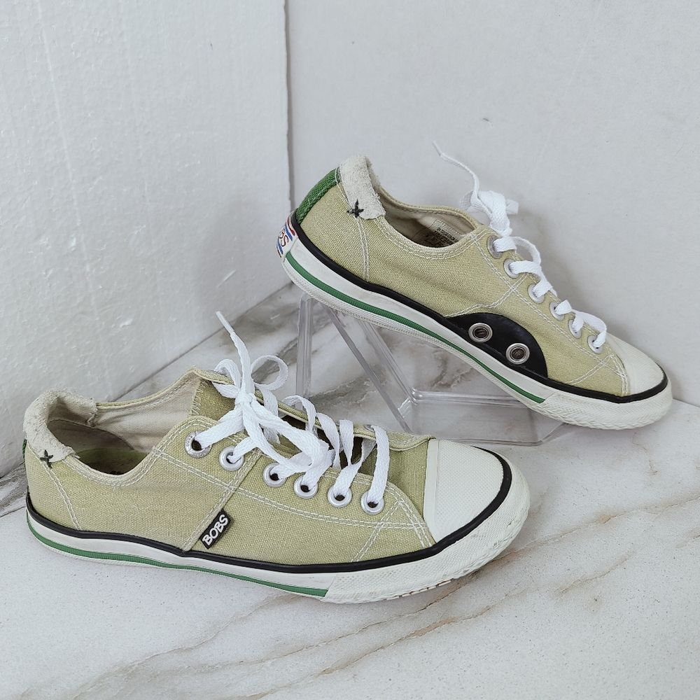 Bobs by Skechers Utopia Sage Green Canvas Low Sneakers Tennis Shoes, Sz 5